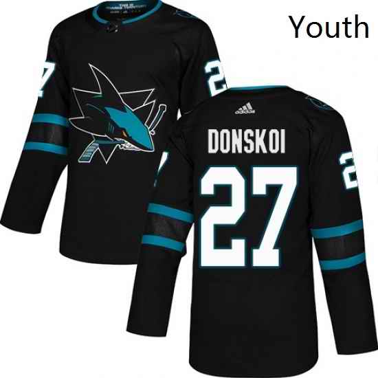 Youth Adidas San Jose Sharks 27 Joonas Donskoi Premier Black Alternate NHL Jersey